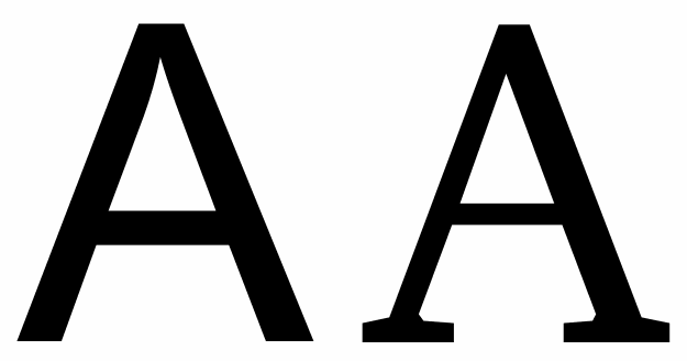 An example of a serif and sans serif glyph